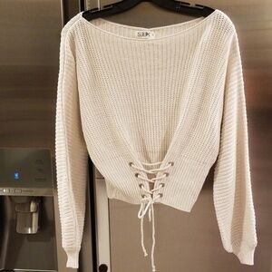 💕LF SEEK THE LABEL Chunky Corset Lace Up Sweater